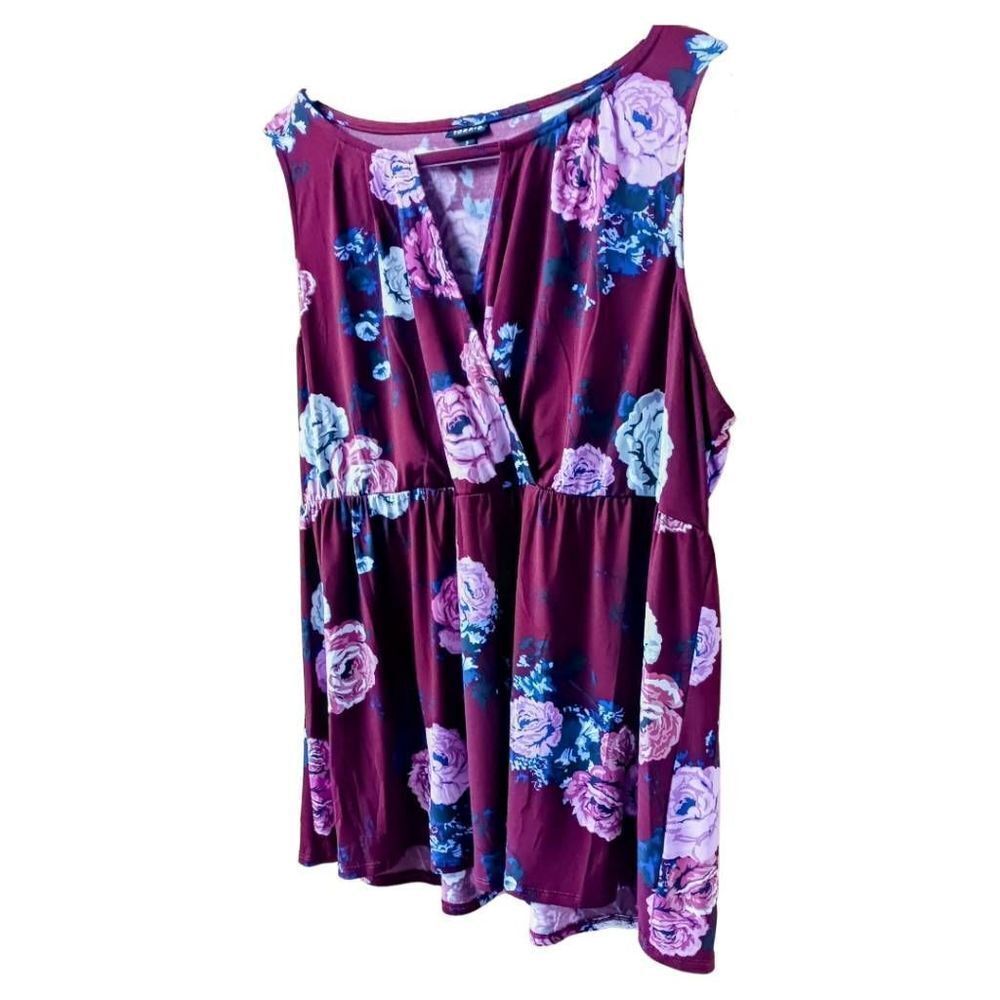 Torrid 3X Burgundy Floral Keyhole Babydoll Tank Top NWOT - Picture 3 of 11